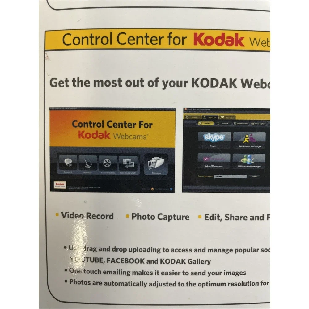 New Sealed Kodak S101 USB Webcam Built in Microphone‎ Windows And Mac OS Ready